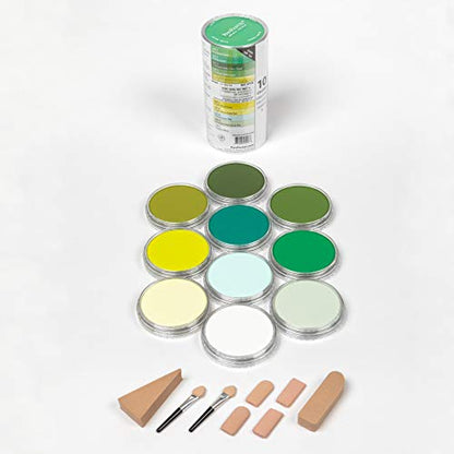 PanPastel Artist Pastels by GOLDEN, Greens Set, 10 Color, Professional Artist Pastels, Unique Pan Format (cake-like) - color: Multicolor, style: Round Pan