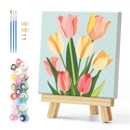 Natuyalo Framed Paint by Numbers for Adults - Colorful Flowers DIY Adult Paint by Number Kits Easy Acrylic Painting by Numbers for Beginners Art Craft Kits for Adults (12x12 Inch, Framed) - color: Color-01