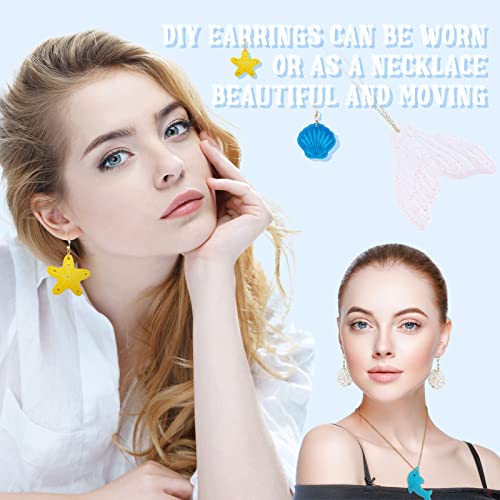 Patelai 4 Pcs Resin Earring Molds Irregular Shaped Earrings Silicone Mold for Epoxy Resin Dangle Drop Jewelry Making Kit for Women DIY Crafts Necklace Pendants Keychain(Mermaid Ocean) - style: Mermaid Ocean