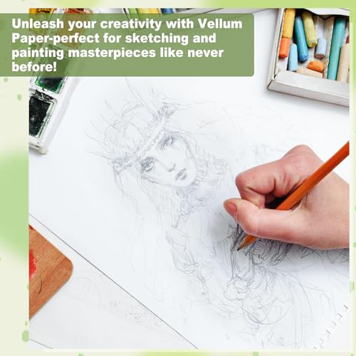 LANIAKEA 300 Sheets Translucent Vellum Paper 8.5 x 11 Vellum Tracing Paper Printable Transparent Printer Sheets for Invitations, Sketching & Drawing, Gift Box Liners - size: 8.5 x 11inch-300Sheets