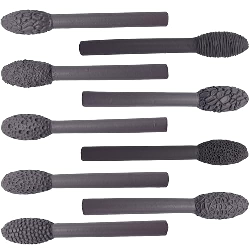 Luxzio Clay Texture Roller Set, Oval Clay Modeling Pattern Rollers, 9PCS | Texture Tools with Ergonomic Handles for Polymer Clay, Pottery, Ceramics, Sculpting, Painting and DIY Crafts