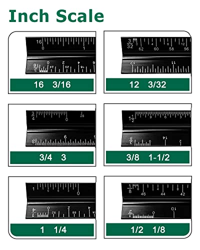 Architectural Scale Ruler 3 Pack Aluminum Triangular Ruler 12 Inch Imperial Metal Scale Ruler for Blueprint Drafting Ruler for Architect, Civil Engineer, Draftsman - size: Architect 3 Packs