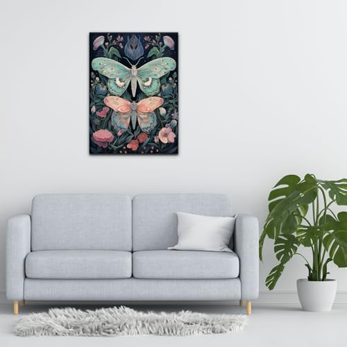 Natuyalo Framed Paint by Number for Adults Beginners, Animals DIY Paint by Numbers Kits for Adults with Frame, Butterflies and Flowers Acrylic Painting Kit on Canvas 12x16 Inch - color: Color-04
