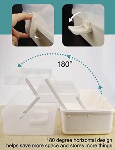Avlcoaky Tackle Box Large 3 Layers Plastic Portable Storage Box Fishing White Tackle Box Organizer Art Craft Tool Box