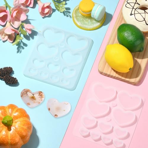 5 Pcs Jewelry Resin Molds - Silicone Heart Resin Casting Molds for Epoxy & Jewelry Making - color: 5pcs-135x120x8.5mm-heart resin silicone mold