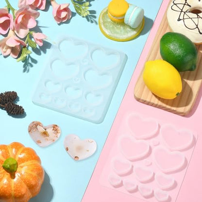 5 Pcs Jewelry Resin Molds - Silicone Heart Resin Casting Molds for Epoxy & Jewelry Making - color: 5pcs-135x120x8.5mm-heart resin silicone mold