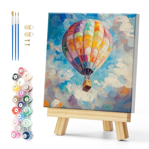 Natuyalo Paint by Numbers Kit for Adults Framed, Colorful Hot Air Balloon DIY Acrylic Painting Paint by Numbers Kits on Canvas with Frame, Adults Drawing Kit for Home Decor 12x12 Inch - color: Color-02