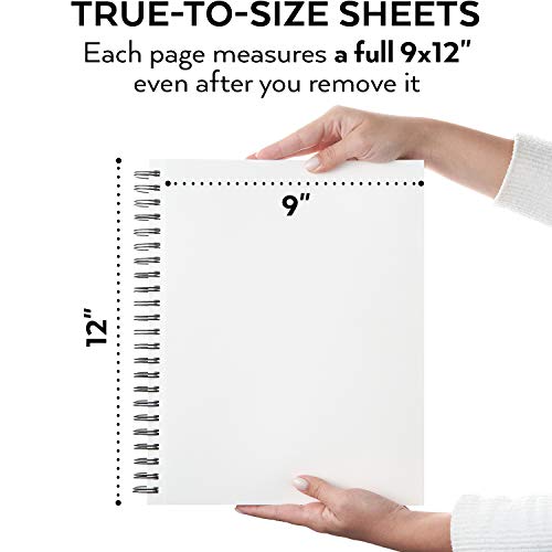 ARTEZA Sketch Book 2 Pack, 9x12 Inches, 200 Sheets of 68 lb Heavyweight Paper, Spiral Bound Drawing Pad with Perforated True-to-Size Pages for Sketching, Drawing, and Illustration - size: 2 Pack 9x12