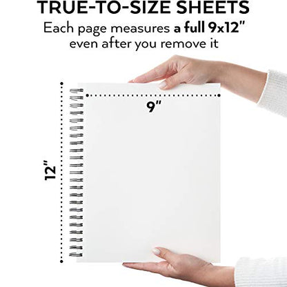 ARTEZA Sketch Book 2 Pack, 9x12 Inches, 200 Sheets of 68 lb Heavyweight Paper, Spiral Bound Drawing Pad with Perforated True-to-Size Pages for Sketching, Drawing, and Illustration - size: 2 Pack 9x12