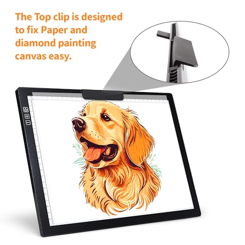 Zocelight Rechargeable A4 Light Box,led Light pad with Built-in Stand & Clip,6 Levels of Brightness Light Box for tracing,Diamond Painting.Light Table for Artists,Drawing,Sketching,Animation,X-ray