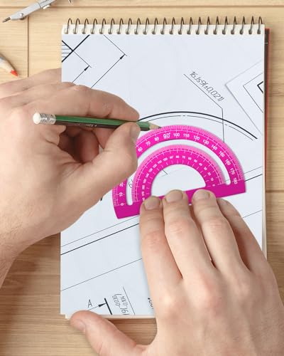 Honagu Triangular Ruler Set, 4 Pieces Aluminum Alloy Ruler, Metal Drafting Ruler, Geometric Protractor for Students, Draftsmen, Engineers, School Office Supplies (Pink) - color: Pink