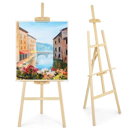 JEAWIWI 1 Pcs Wooden Easel, Adjustable, Holds up to 42", Lightweight Pine | Art Easel Stand for Painting and Canvas, Large, for Beginners and Artists, Lightweight Pine, for Studio, Classroom, and Home