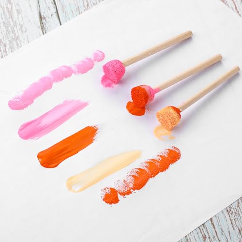 40 Pack Round Sponge Foam Brush 0.6'' Paint Sponge Brush Wooden Handle Foam Brush Foam Paint Brushes for Painting Crafts(0.6 Inch)
