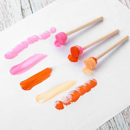 40 Pack Round Sponge Foam Brush 0.6'' Paint Sponge Brush Wooden Handle Foam Brush Foam Paint Brushes for Painting Crafts(0.6 Inch)