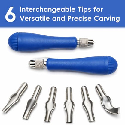 Falling in Art Block Cutters with 6 Type Blades &2 Plastic Storage Handles - style: 6 Type Blades &2 Handles