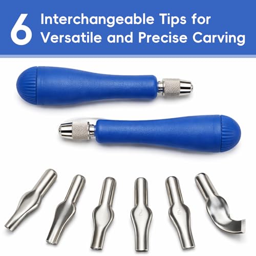 Falling in Art Block Cutters with 6 Type Blades &2 Plastic Storage Handles - style: 6 Type Blades &2 Handles