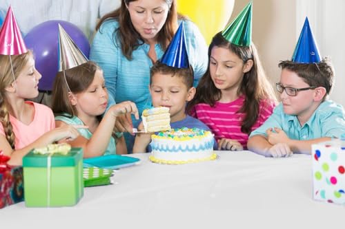 Exquisite Party Solids 54 Inch X 100 Feet White Plastic Table Cover Roll in A Cut - to - Size Box with Convenient Slide Cutter. Cuts Up to 12 Rectangle 8 Feet Plastic Disposable Tablecloths - color: White, size: 100 Feet