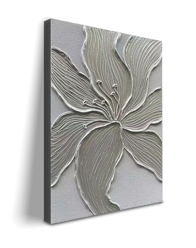 Art Hand-Painted White Canvas wall Decoration, Suitable for Abstract Style wall Decorations in bedrooms, bathrooms and Offices. Abstract Floral Texture Painting Work. 24x36 inches. - color: Yi153