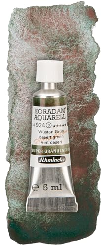 Schmincke - HORADAM® AQUARELL, Super Granulation, 14 924 001 Desert Green, 5 ml tube, very strong granulating colors, finest, super granulating watercolors | 14 924 001, Very Strong Granulating, Finest Watercolors, Super Granulating - color: 924 desert gr