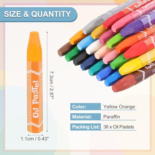 PATIKIL Yellow Orange Oil Pastels, 36Pcs Soft Oil Crayons Pastels Stick Vibrant and Creamy Art Supplies Bulk for Artists Beginners Art Painting Drawing Blending Graffiti Gallery - color: Yellow Orange