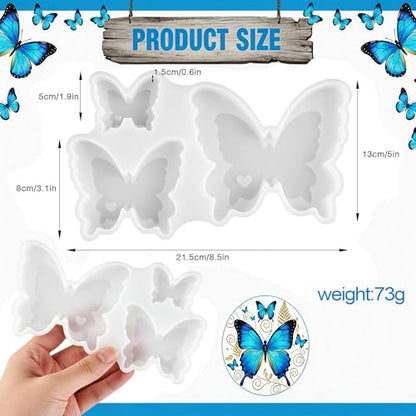 Butterfly Resin Molds, 3D Figurine Silicone Molds for Epoxy Resin | Flexibility Butterfly Molds for Resin Casting, Candle Making, Flower Bouquet Preservation, Insect Specimen, Soap, Gypsum