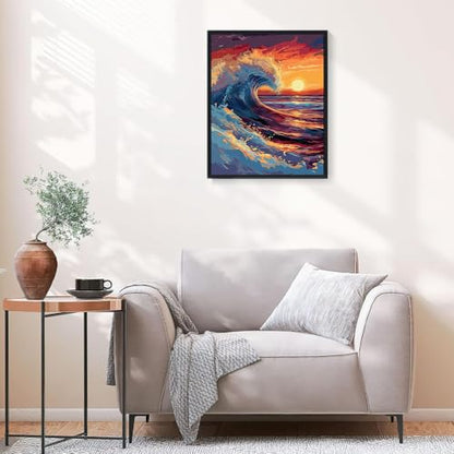 Natuyalo Paint by Numbers for Adults - DIY Adult Paint by Number Kits Painting on Canvas Sea Wave Painting by Numbers for Beginners, Sunset Seascape Art Craft Kits for Adults (16x20 Inch) - color: ART-02