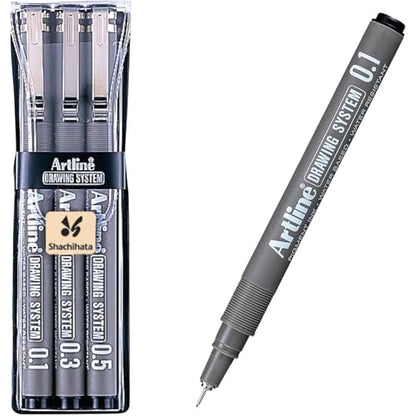 Artline 230 Drawing System Fineliner Pens, Art Technical Drawing Sketch Pens, Ideal for Drafting, Illustrating & More, Black, 0.1mm, 0.3mm, 0.5mm Fine Tips, 3-Pack - style: 0.1, 0.3, 0.5mm Nib Sizes | 3-Pack