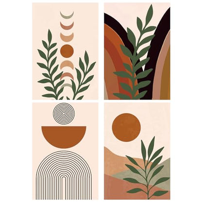 Yeaqee 4 Pcs Boho Diamond Art Kits for Adults Begginners Abstract DIY Painting Wall 5d Full Round Drill Diamond Gem Paintings Picture Arts Craft for Home Wall Art Decor 10" x 11.8'' - style: Boho