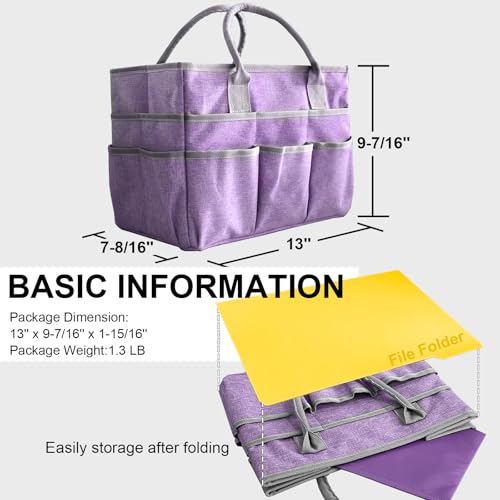 Cupohus Craft Organizer Tote Bag, Purple Sewing Bag for Art - color: Purple