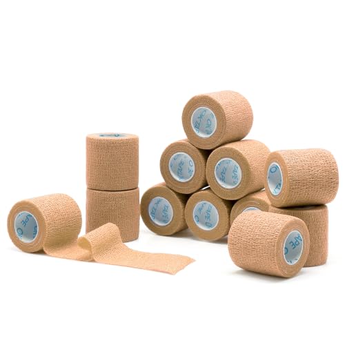 OK TAPE Self Adherent Cohesive Bandages Wrap 12Packs 2" x 5 Yards - color: Beige/Tan, size: 2 In x 5 Yards