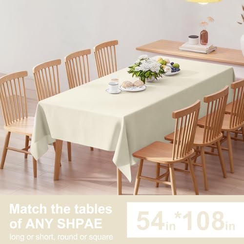 Oigco Ivory Tablecloth - 3 Pack 54" × 108" Rectangle Disposable Cream Tablecloth, Beige Waterproof Plastic Table Cover for Party, Holiday & Gathering Use - color: Ivory