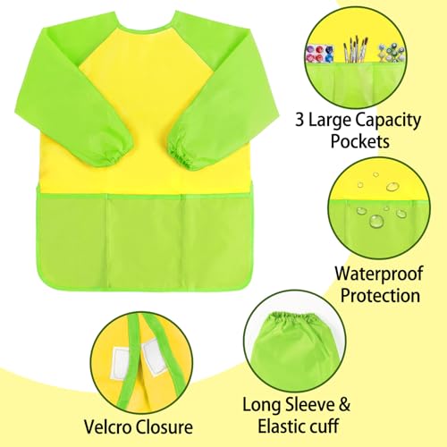 Kopokita Kids Art Smock, Toddlers Painting Apron Children Artist Smock - color: Green