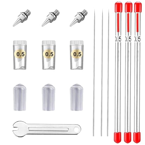 HUBEST 0.5mm Airbrush Needle Nozzle Kit, 3 Sets for Iwata Master - size: 0.5MM