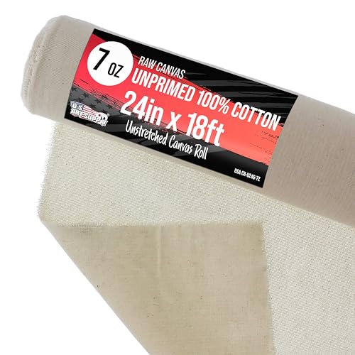 U.S. Art Supply 7-Ounce Unprimed Canvas Roll, 24" Wide x 18' Long (6 Yards) - size: 24-Inch-x-6-Yards