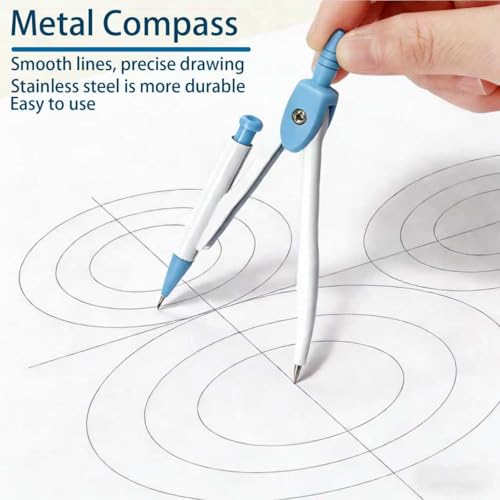 2Packs Maths Set, 7Pcs Protractor and Compass Set Geometry Sets for Secondary School Stationery Supplies - Math Ruler Compasses Geometry Sets Case for Student Secondary Stationary Supplies