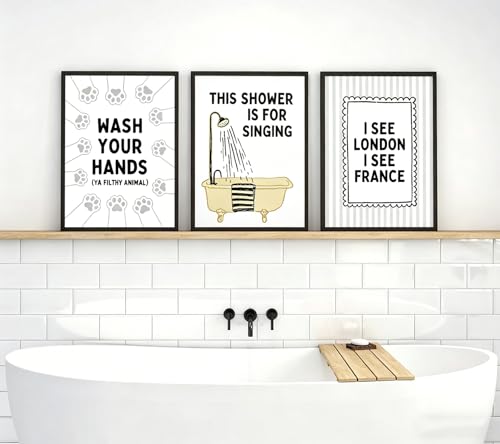 3Pcs Funny Bathroom Canvas Wall Art, Humorous Toilet Quotes Poster Print Artwork, Trendy Minimalist Bathtub Painting Picture Wall Decor for Restroom, Home Decoration, 16x24in Unframed - color: Bathroom quotes, size: 24"L x 16"W Poster