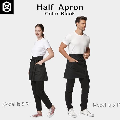 Waist Apron for Men Server Bistro Half 4251BY - color: Black, size: 1 Pack