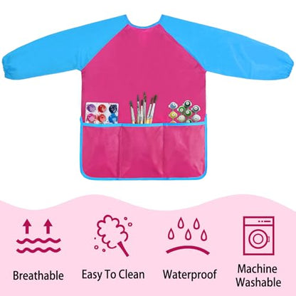 Kopokita Kids Art Smock, Toddlers Painting Apron Children Artist Smock - color: Hot Pink