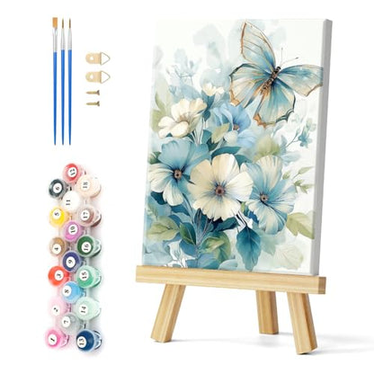 Natuyalo Framed Paint by Numbers Kit for Adults - Butterfly DIY Adult Paint by Number Kits Animals Acrylic Canvas Painting for Adults Beginners Art Crafts with Frame, 12x16 Inch - color: Color-01