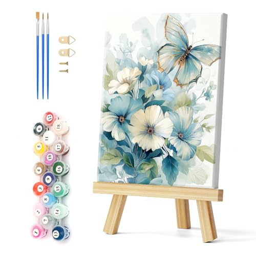Natuyalo Framed Paint by Numbers Kit for Adults - Butterfly DIY Adult Paint by Number Kits Animals Acrylic Canvas Painting for Adults Beginners Art Crafts with Frame, 12x16 Inch - color: Color-01