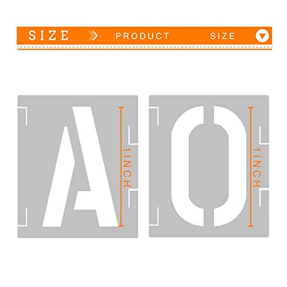 42pcs Alphabet Stencils 1 inch, 42 Pcs Reusable Plastic Letter Stencils and Number Templates Interlocking Kit Art Craft Stencil for Painting on Wood, Wall, Glass, Fabric, Rock, Signage - size: 1 inch