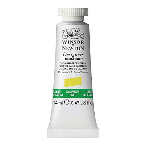Winsor & Newton Designer's Gouache, 14 ml (0.47oz) tube, Cadmium-Free Lemon - color: Cadmium-free Lemon, style: 0.47-oz Tube