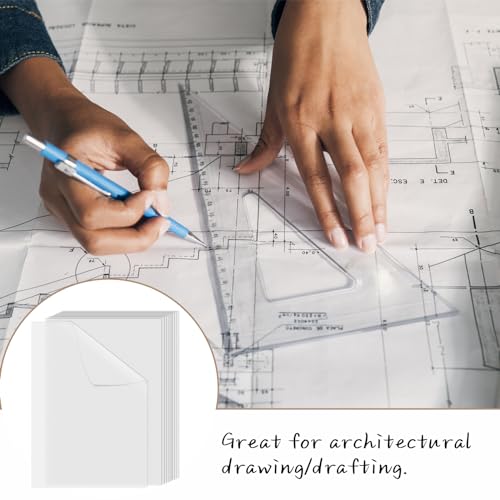 100 PCS 11x17 Inch Translucent Vellum Paper 60 GSM Drafting Vellum Tracing Paper Sheets White Translucent Invitation Paper for Drawing Sketching Wedding Architecture Building Ink (Can't Print) - color: clear