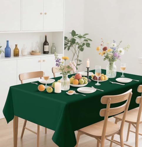HEIPINIUYE 2 Pack Green Tablecloth Disposable 54 x 108 Inch Green Plastic Table Cloth Disposable Waterproof Rectangle Table Cover for Party Birthday Camping Picnic Tablecloths - color: Green Rectangle Tablecloth, size: 2 Pack