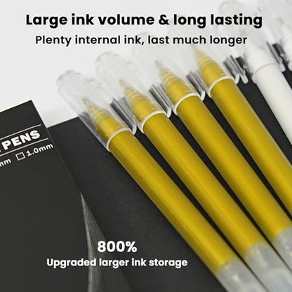 4 Pack White Gel Pens with 0.5mm Fine Tip for Black Paper Drawing