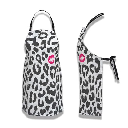Chef Apron for Women Leopard Texture with Kiss Print Grilling Aprons for Men for Kitchen Cooking Restaurant BBQ Painting Crafting 27” (W) x 31” (H), Waterproof Apron - color: Leopard Texture