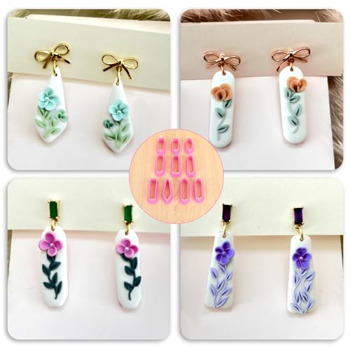 Polymer Clay Cutters, 10 Pieces Clay Sculpting Tools Polymer Clay Earrings Cutters Kit Basic Clay Cutters Tools Sculpting Polymer Clay Molds Dangle Shape Clay Cutters for Polymer Clay Jewelry Making