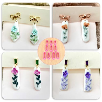 Polymer Clay Cutters, 10 Pieces Clay Sculpting Tools Polymer Clay Earrings Cutters Kit Basic Clay Cutters Tools Sculpting Polymer Clay Molds Dangle Shape Clay Cutters for Polymer Clay Jewelry Making
