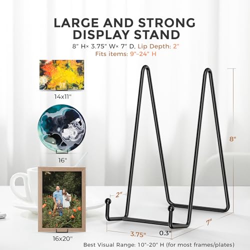 TR-LIFE Plate Stands/Holder for Display, 8 Inch, Large, Metal Frame for Picture, Decorative Platter, Book, Photo Easel (2 Pack) - size: 8 Inch