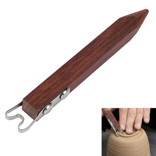 AHANDMAKER Wooden Pottery Trimming Tools Natural Ceramic Carving Tool with Groove Design Clay Wire Loop Sculpture Set for Clay Workshop Sculpting Studio Decoration, Groove:7x6mm - size: 128x16.5x12mm